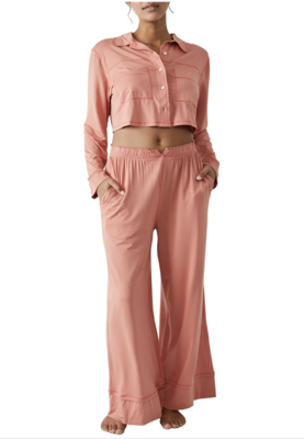 Free People Essential Pajama Set in Red Clover