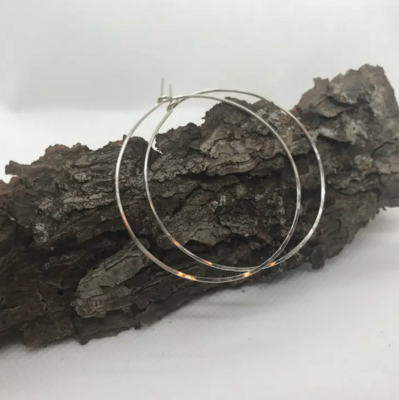 Sol & Stonne Large Hammered Hoops Silver 005