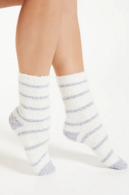 Z Supply 2-Pack Stripe Plush Socks Dusty Denim