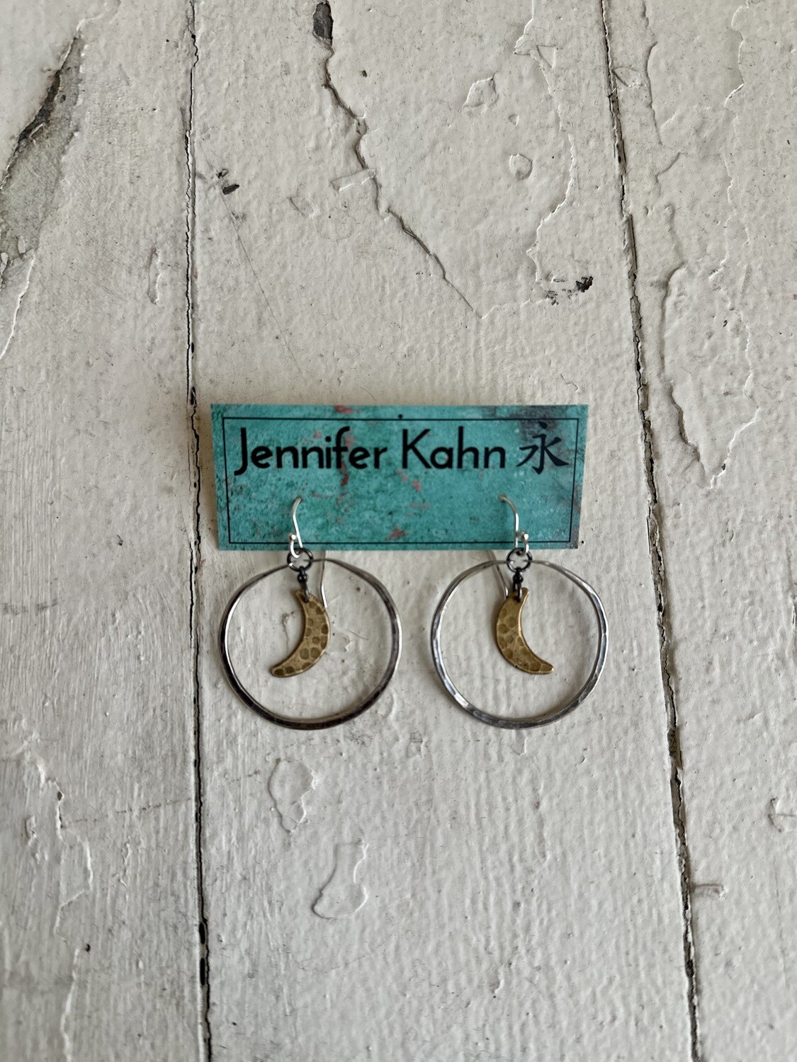Jennifer Kahn Small Silver Crescent Moons Brass Hoops JK171