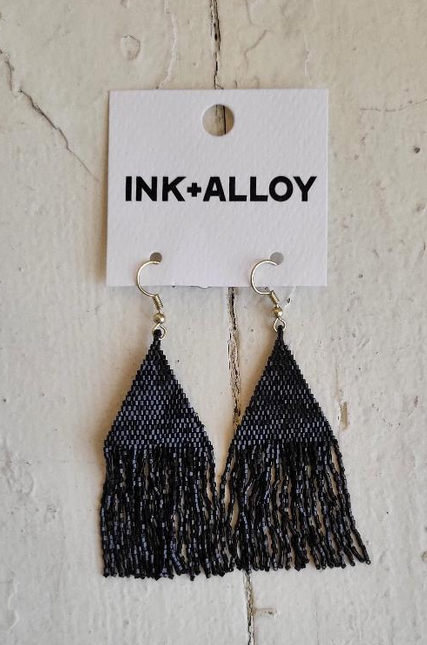 Ink + Alloy Black Luxe Petite Fringe Earring IA54