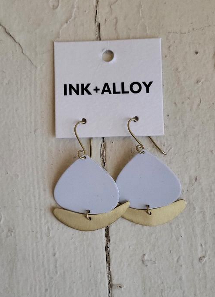 Ink + Alloy White & Matte Brass Dangle IA39