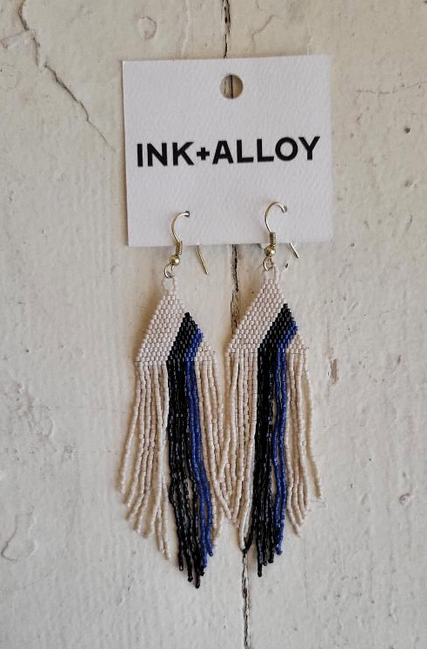 Ink + Alloy Ivory Lapis Fringe Earring IA42
