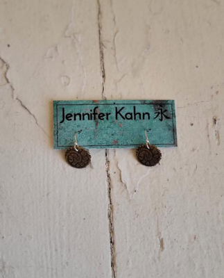 Jennifer Kahn Tiny Brass Textured Spiral Medallion Earrings JK170