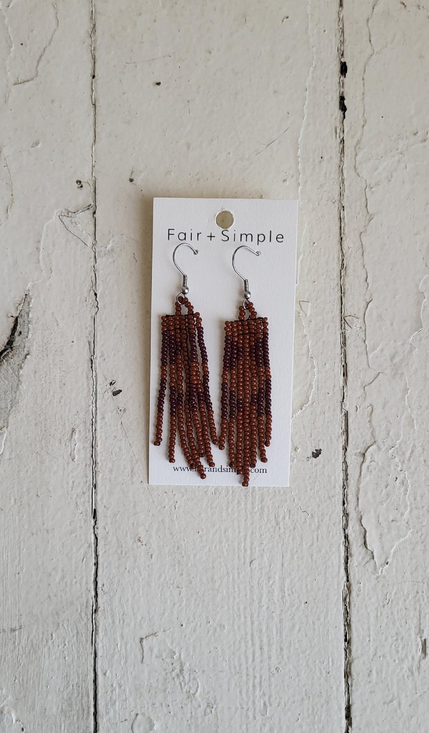 Fair + Simple Beaded Fringe Earrings in Sienna FS7