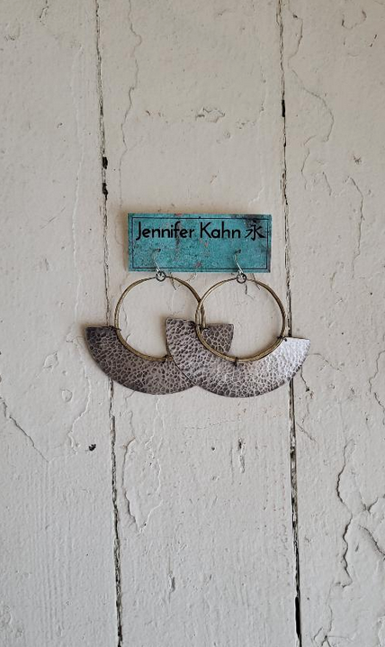 Jennifer Kahn JK169 Mezzaluna Earrings Medium Brass Hoop 