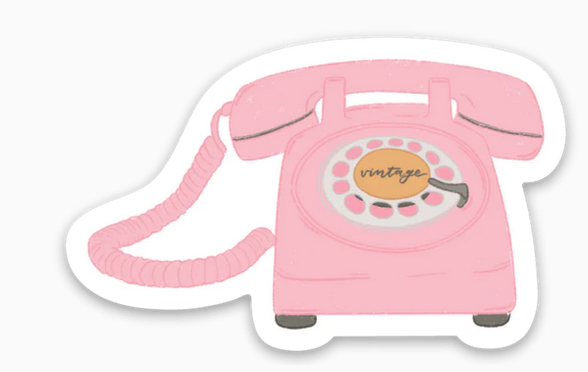 Elyse Breanne Design Pink Vintage Telephone Sticker EB13