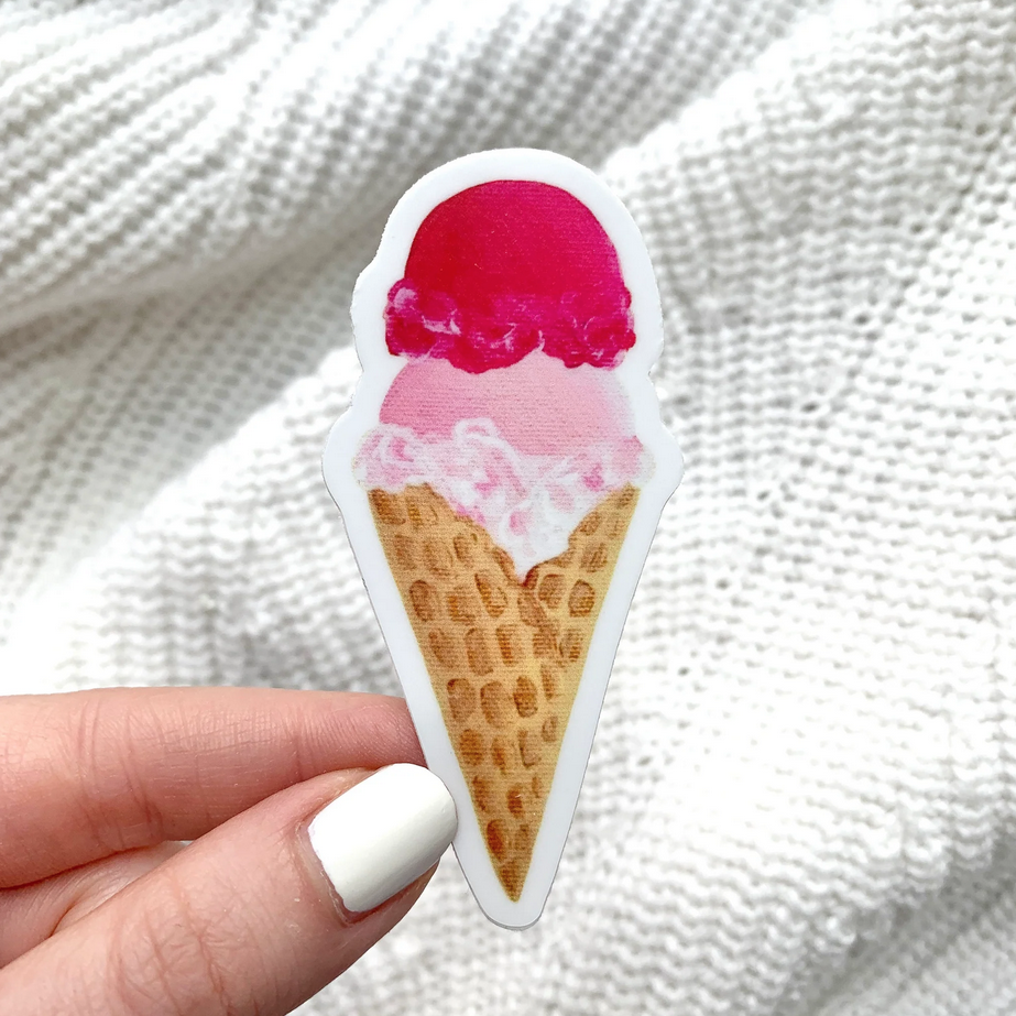 Elyse Breanne Design Pink Ice Cream Cone Sticker EB12