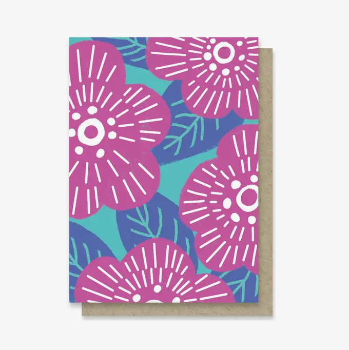 Paper Parasol Press Magenta Florals Blank Mini Card PP31