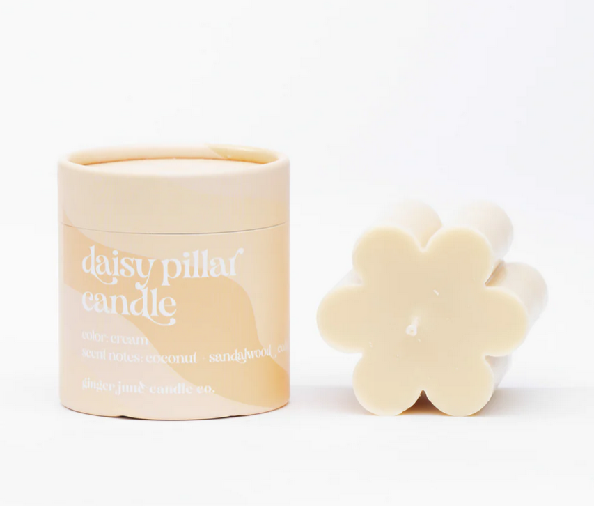 Ginger June Candle Co. Cream Daisy Pillar Candle