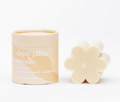 Ginger June Candle Co. Cream Daisy Pillar Candle