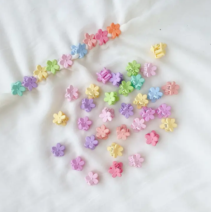 Adorro Fleur Ultra Mini Tiny Matte Flower Claw Clip Set