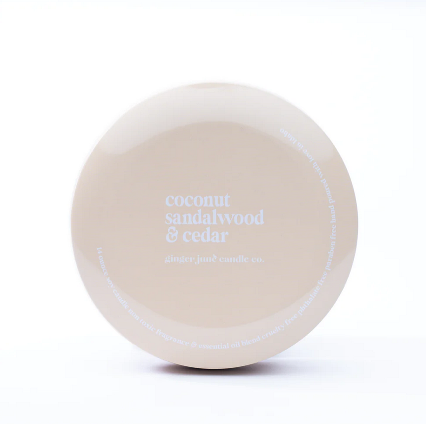 Ginger June Candle Co. Nude Tin Coconut Sandalwood + Cedar 14 oz