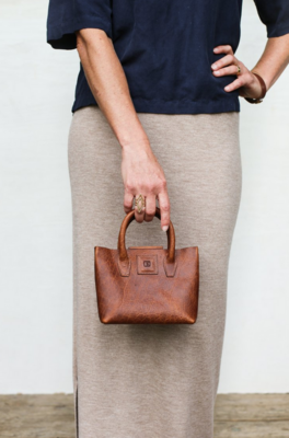 Linny Kenney The Mini Tote in Brown American Bison Leather