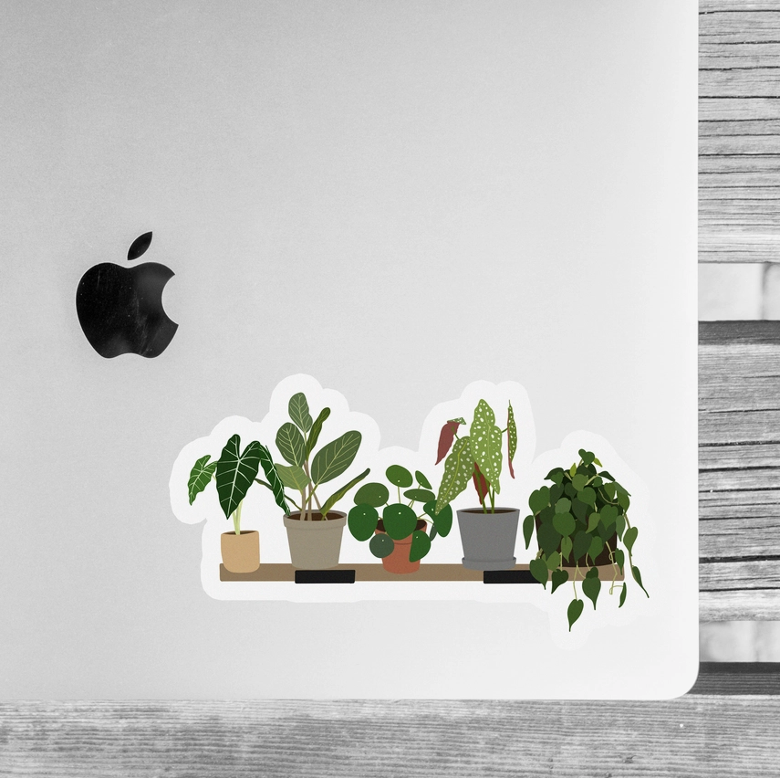 Clay Collection Co. Your Favorite House Plants on a Wood Shelf Sticker CL5