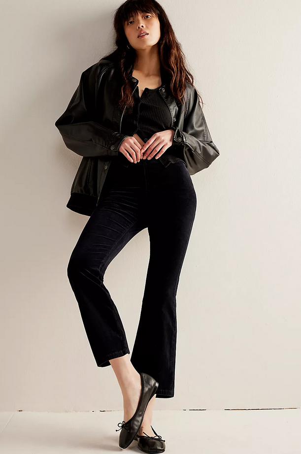 Free People In My Feelings Velvet Crop Slim Flare