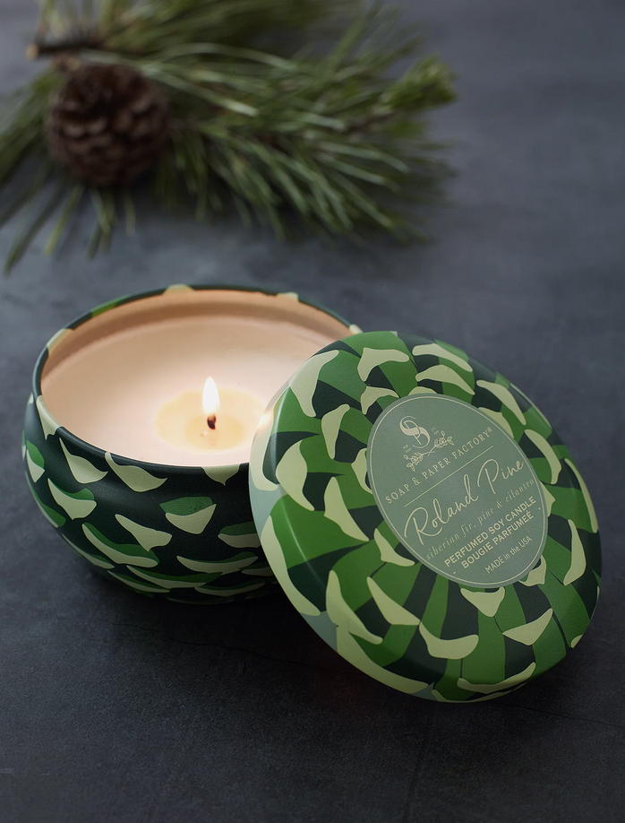 Soap &amp; Pine Roland Pine Large Tin Candle 6 oz 