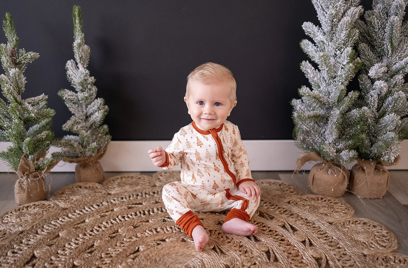 Harp Angel Boutique Zipper Romper Pine Christmas