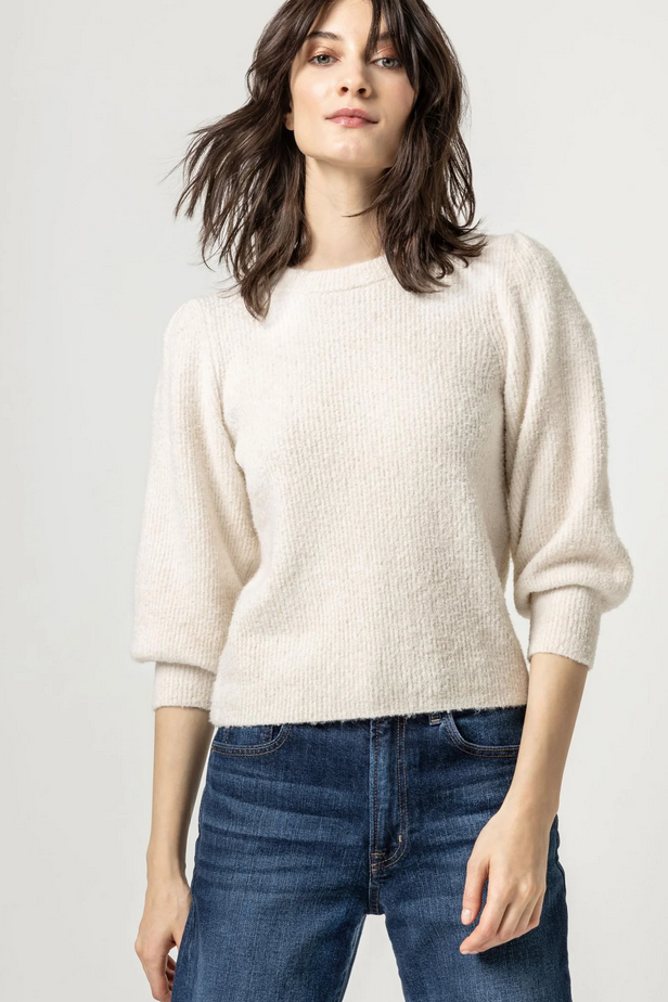 Lilla P 3/4 Puff Sleeve Sweater