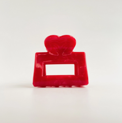 Adorro Isabella Heart Shape Marbled Square Claw Clip in Red AD30