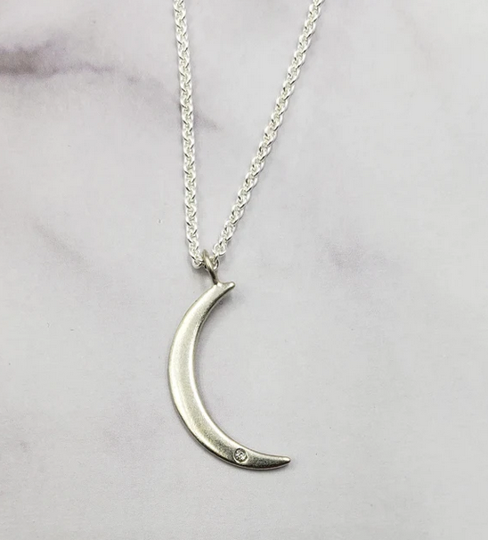 Sinead Cleary SC1399 Sterling CZ Crescent Moon Necklace