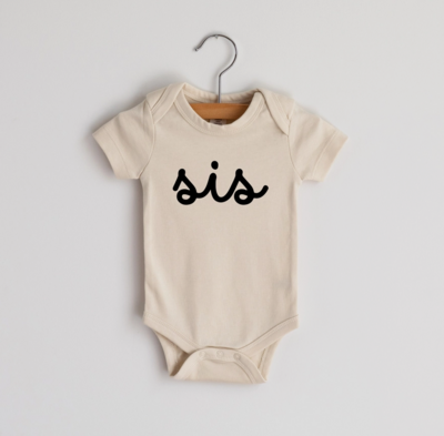 Gladfolk Sis Script Organic Baby Bodysuit