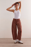 Free People Good Luck Mid-Rise Cord Barrel Jeans