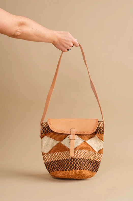 Jenna Bee Handmade Small Geometric Sisal Basket Bag