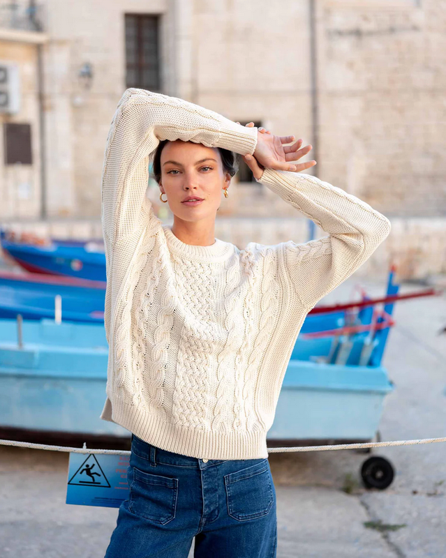 MerSea Fisherman Crewneck Pullover in Natural