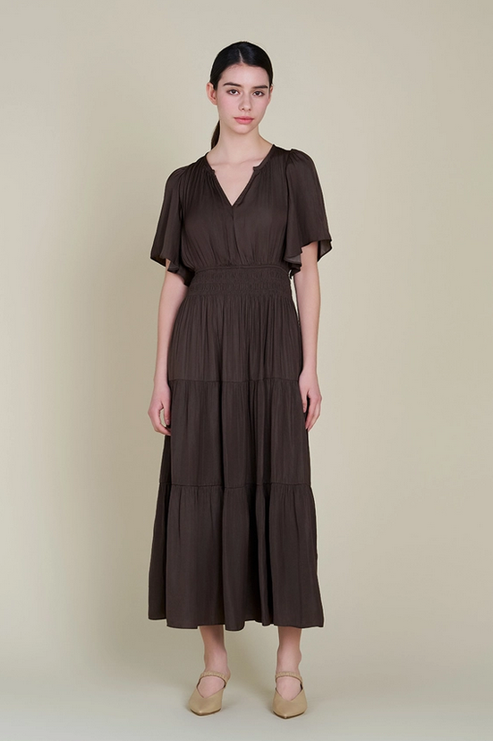 Grade &amp; Gather Pleated Satin Maxi Dress