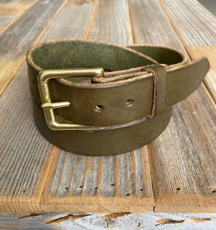 Kingdom Leather Belt in Olive Green