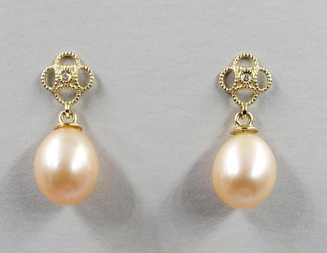 Sinead Cleary 14K Blush Pearl &amp; Diamond Studs SC1545