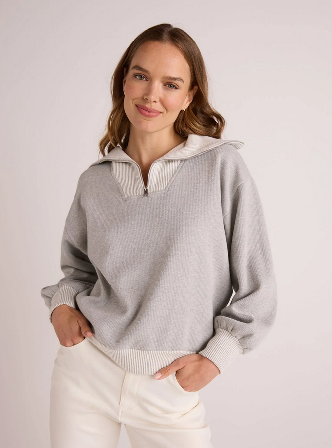 Bella Dahl Mix Knit Zip Sweatshirt