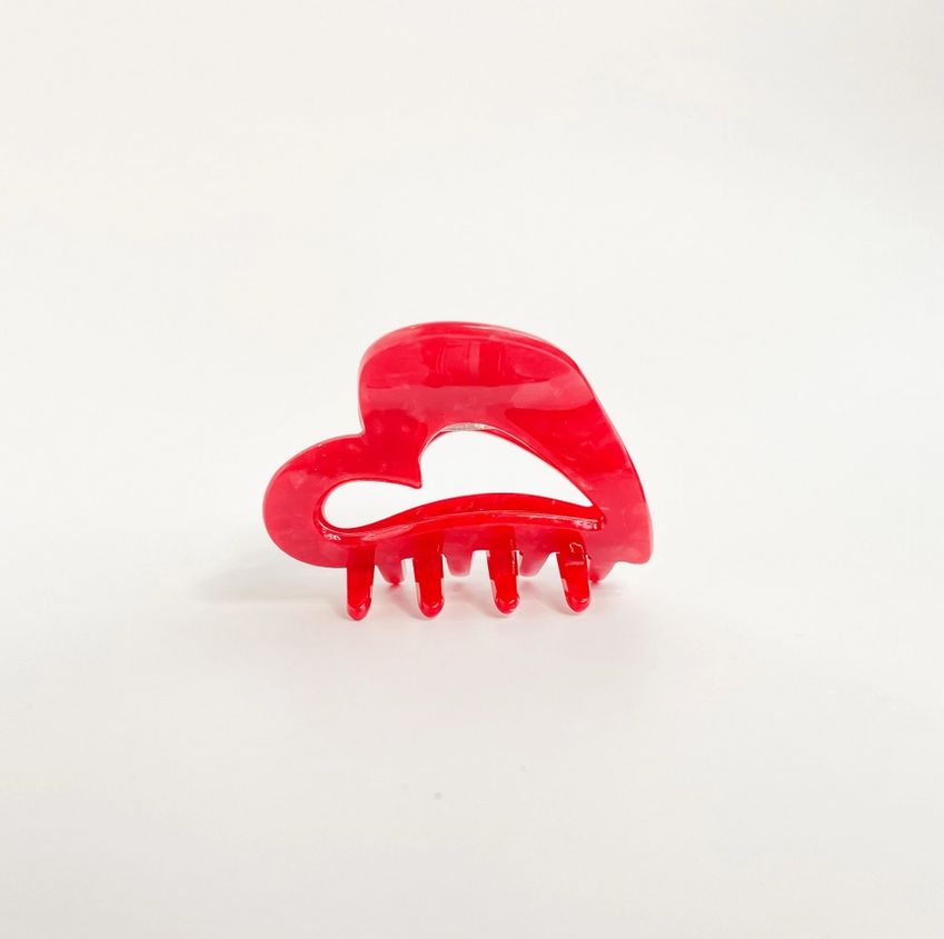 Adorro Gabriella Small Heart Shape Clip in Red AD60