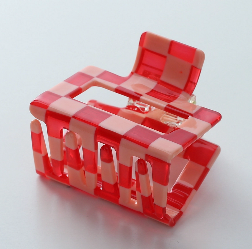 Adorro XOXO Checkmate Square Claw Clip AD74