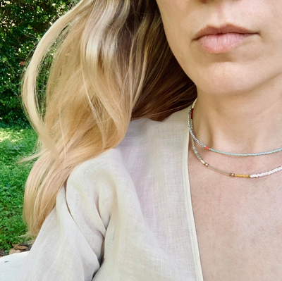 Alice Rise Thinnest Line Necklace in Iceberg Blue AL18