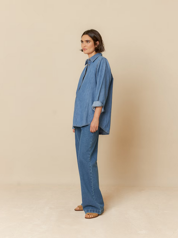 Indi &amp; Cold Cotton Denim Overshirt (Two Colors)