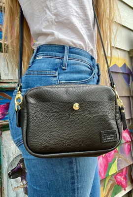 Kingdom Leather Square Crossbody in Black