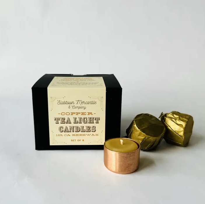 Slabtown Merchantile &amp; Company Copper Tealight Beeswax Candles