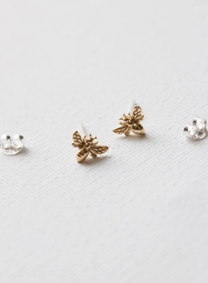 Katie Waltman Jewelry Gold Plated Sterling Silver Bee Stud Earrings KW39