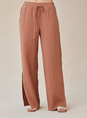 Bella Dahl Linen Side Slit Wide Leg Pant