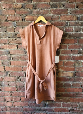 Bella Dahl Linen Belted Tunic Shirt Dress
