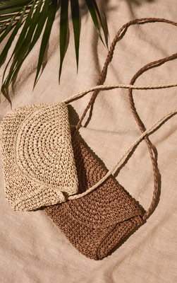 Z Supply Sand Dollar Mini Straw Bag in Tobacco