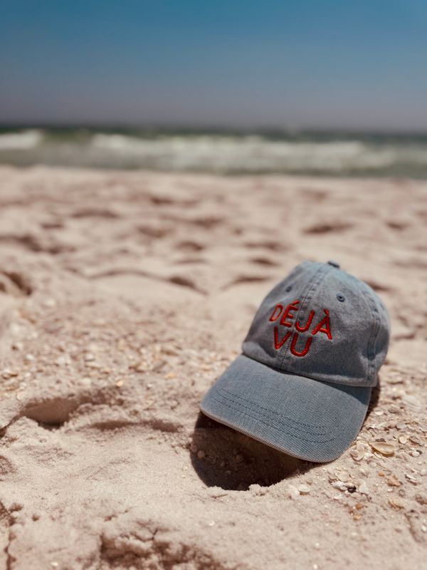 Clare V. Denim Baseball Hat in Embroidered Deja Vu