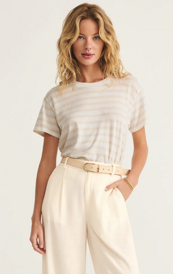 Z Supply Go To Stripe Tee in Panna Cotta