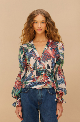 Farm Rio Macaw Flight Pink Blouse