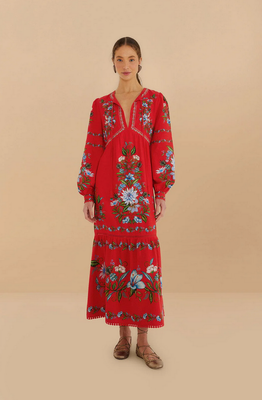 Farm Rio Sweet Bloom Bouquet Midi Dress