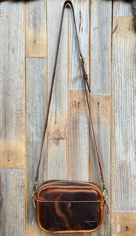 Kingdom Leather Square Crossbody in Bourbon Brown