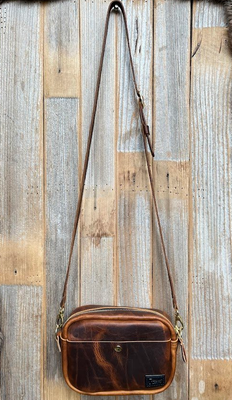 Kingdom Leather Square Crossbody in Bourbon Brown
