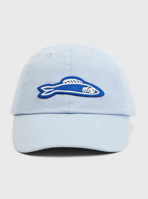 Clare V. Baseball Hat in Sardine Patch Baby Blue